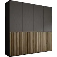 3Xeliving Kleiderschrank, Graphitschwarz / Wotan-Eiche, 2 x 100 x 200 x 51 cm