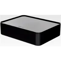Markenlos Schubladenbox Allison SMART - Utensilienbox mit Innenschale und Deckel, stapelbar, für Büro, Schreibtisch, Badezimmer, Küche, mit möbelschonenden Gummifüßen, schwarz