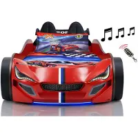 Aileenstore Autobett Kinder 90x200 Jungen LED Leuchte Unterbodenbeleuchtung Sound Fernbedienung, Farbe wählen:Rot, Sportsitze:inkl. Sportsitze, Matratze:inkl. Matratze, Bettwäsche:inkl. Bettwäsche