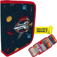 Itenga Schüler-Etui Mäppchen Weltraum 28 teilig (gefüllt) 1-Zipper