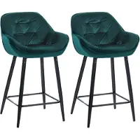 CLP 2er Set Barhocker Gibson 76 Samt dunkelgrün