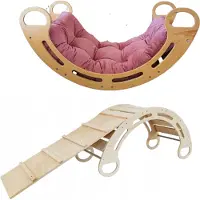 Sonstiges Montessori-Schaukel mit Anti-Allergie-Samtkissen (rosa) und Rutsche, natur, 85 cm, 5 in 1, 7 in 1
