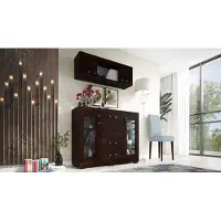 Meblomania Kombikommode mit Hängeschrank LEON, Wohnzimmerset, Wohnwand, komplett vormontiert - Wenge