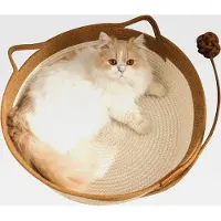 Markenlos Geflochtener Seilkorb Für Katzen | Handgefertigte Runde Lounge-Körbe - Atmungsaktive Möbelschutz Nestmatte Für Kätzchen Spielzeug Kleintiere Wohnzimmer
