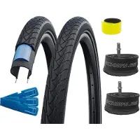 Schwalbe 2 Stück 28 Zoll Marathon Plus 47-622 (28x1.75) Pannenschutz + 2x AV Schläuche