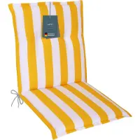 DiscountDeal24 LILENO HOME Gartenstuhl Auflagen als [1er Set - Niedriglehner] in Blockstreifen Gelb - bequeme Liegen als Sitzauflagen für Gartenmöbel - Stuhlkissen für Gartenstühle und Klappstühle