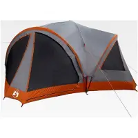 Markenlos Familienzelt mit grauem und orangefarbenem Dach 460 x 430 x 214 cm, wasserdichtes Campingzelt für Gruppen