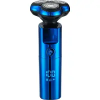 Douself ZCB104 Elektrorasierer für Herren, 3 schwebende Köpfe, intelligente LED-Digitalanzeige, waschbare Köpfe, wiederaufladbar über USB, blau