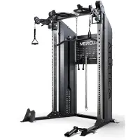 ATLETICA Mercury | Functional Trainer | Frei drehbare Kabelzüge für Functional Movements | Studioqualität mit flüssigem Kabellauf | Klimmzugstange mit variablen Griffoptionen | 75x75mm Uprights