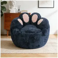 MODFU Sitzsack Loungesessel Katzenform-Design Einsitzer Flanelloptik Geeignet für Wohnzimmer oder Balkon Blau