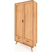 Natur24 Kleiderschrank Gerg aus Wildeiche massiv 90x45x180 mit 2 Türen und 2 Schubladen