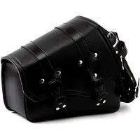 Markenlos Motorrad Satteltaschen - Vintage Schwarz Kunstleder Schwingentasche Seitentaschen Dreieckig Großes Fassungsvermögen Gepäck Werkzeugaufbewahrungstasche mit Wasserflasche Getränkehalter - Rechte Seite