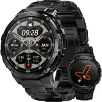 Kospet Smartwatch für Herren GPS, Druck/Höhenlage/Kompass, 480mAh extragroße Batterie, 50M Wasserdicht, robuste Smartwatch mit Vollmetallgehäuse, Anrufannah