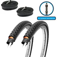 F24Tyre 2x Fahrradreifen 28x1,50 Zoll (40-622) 700x38c mit Pannenschutz inkl. 2x Schlauch Fahrradventil