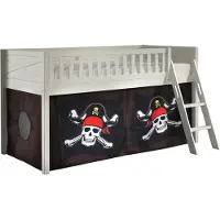 58 aufm Kessel Kinderbett Karyl 208x114x135 Massivholz Weiß Textilset Caribian Pirate