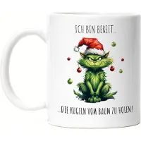 Hey!Print Bin Bereit Die Kugeln Vom Baum Zu Holen Tasse Weiß Katze Katzenbesitzer Dezember Adventszeit