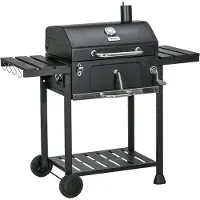 Outsunny Holzkohlegrill, Campinggrill mit zwei Grillrost, klappbar Seitenablage