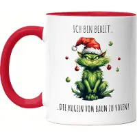 Hey!Print Bin Bereit Die Kugeln Vom Baum Zu Holen Tasse Rot Katze Katzenbesitzer Dezember Adventszeit