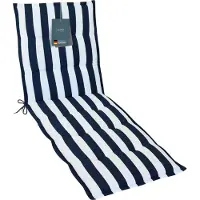 DiscountDeal24 LILENO HOME Sonnenliege Auflage als [1er Set - Rollliege] in Blockstreifen Blau - Gartenliegen Auflage perfekt für Strandliege - Polster Auflage für Gartenliege (188x60x5cm)