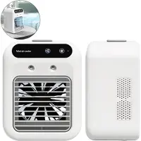 Slyrun Mini Klimaanlage Luftkühler, tragbar USB wiederaufladbar, leise 25W, mit Luftbefeuchter, 2 Stufen & Modi, für Büro, Schlafzimmer, Camping