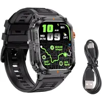 Lixada Smart Sports Watch Fitness Tracker mit LED-Taschenlampe, 2,0-Zoll-Bildschirm, über 100 Sportmodi, BT-Anruffunktion, schwarz