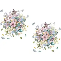 Fokelyi Bögen dekorative Blumen-Wandaufkleber, abnehmbares PVC, für die Dekoration von Wohn-/Badezimmerräumen