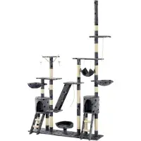 Markenlos Katzen-Kratzbaum Sisal 230-250 cm mit Pfoten-Aufdruck in Grau