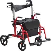 StarTech.com 2-in-1 Rollator und Transportstuhl für Senioren - zusammenklappbare Rollator-Rollstuhl-Kombination - leichter Aluminium-Rollator mit verstellbarem Griff - All-Terrain-Räder - maximale Last 136 kg