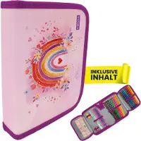 Itenga Schüler-Etui Mäppchen Regenbogen Rainbow Dreams 28 teilig 1-Zipper