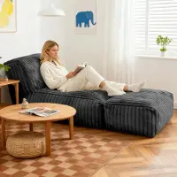 MODFU Modular Floor Chaise Lounge Einzelsitz mit Rückenlehne Multifunktionssofa Flannelette für kleine Wohnungen geeignet Dunkelgrau