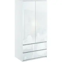 Roe furniture Kleiderschrank Mehrzweckschrank 180cm 2 Türen SchubladenHochschrank Hochglanz