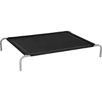 PawHut Hochbett für Hunde und Katzen, atmungsaktives Haustierbett, 130 x 90 x 20 cm, zum Schlafen und Entspannen, mit Stahlrahmen für drinnen und draußen, Schwarz