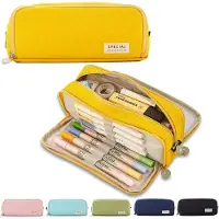 Mc star Federmäppchen Federtaschen Teenager Mädchen Mäppchen Etui Stifte 3 Fach, Große Kapazität Pencil Case für Schule & Büro, gelb