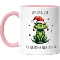 Hey!Print Bin Bereit Die Kugeln Vom Baum Zu Holen Tasse Rosa Katze Katzenbesitzer Dezember Adventszeit