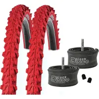 Kenda 1 Paar (2 Stück) Reifen SET 24" (50-507) MTB rot K-829 + 2 Black Dingo Schläuche mit Autoventil