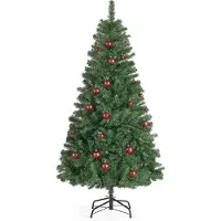 Songmics Künstlicher Weihnachtsbaum, 180 cm hoher Tannenbaum, Spitzen aus PVC, mit Metallständer, schneller Aufbau, grün