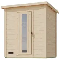 Karibu 38 mm Saunahaus Melo 1 naturbelassen mit Ofen 9 kW integrierte Strg