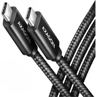 Axagon BUCM2-CM25AB Ladekabel USB-C zu USB-C 2.0, 2,5 m, PD 240 W 5 A, ALU - Schwarz - 2,5 Meter langes USB-C zu USB-C Kabel, 2,5 m, USB C, USB C, USB 2.0, 0,48 Gbit/s, Schwarz