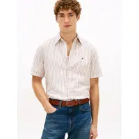 Tommy Hilfiger Kurzarmhemd "LINEN BLEND BENGAL STRIPE" regular fit, gestreift, Button-down-Kragen