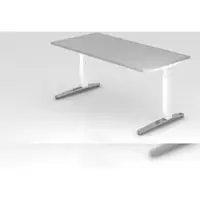 Proregal - Büromöbel mit top Leistungsdaten Schreibtisch Mika | Grau | Weißes Gestell poliert | BxT 160x80cm | Arbeitshöhe 65-85cm | höhenjustierbar, 1cm Raster | C-Fuß-Gestell | Rechteckform