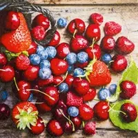 Home Fashion , Tasty Berries, Cocktail-Servietten aufgefaltetes Maß 25 cm x 25 cm, im Viertelfalz, 20 Stück pro Pack, 12 Pack pro Karton