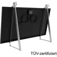 SunEnergyXT Solarmodulhalterung 3-in-1 (silber) für Balkonkraftwerk MSH-01A / MSH-02A - Balkon, Terasse, Flachdach - Für runde Geländerstäbe / 1 Stück