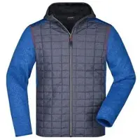 James & nicholson Herren Strickfleece Hybridjacke JN772, königs-blau/anthrazit, Größe L - königs-blau/anthrazit - L