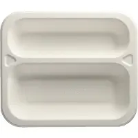 Papstar 100 Siegelschalen, Zuckerrohr 2-geteilt, weiss 975 ml - 4,2 cm x 21,2 cm x 25 cm