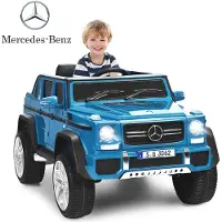 Costway Mercedes Benz 12V Kinderauto mit Fernbedienung, MP3 LEDs, 2,5-5,5km/h (Blau)