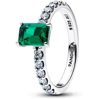 Pandora 194506C01 Silberring für Damen Rechteckiger Funkelnder Grüner Heiligen