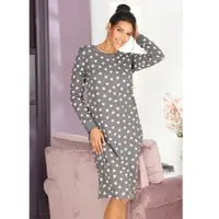 Vivance Nachthemd DREAMS, Damen, Gr. 32/34, N-Gr, taupe, gemustert, Single Jersey, Obermaterial: 100% Baumwolle, gemustert, Basic, Basic lang, Rundhals, Kleider Nachthemd, mit süßem Herzmuster