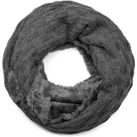 StyleBREAKER Strickschal "Feinstrick Loop mit Flecht Muster und Teddyfleece" 1 Stk.