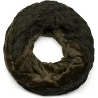 StyleBREAKER Strickschal "Feinstrick Loop mit Flecht Muster und Teddyfleece" 1 Stk.