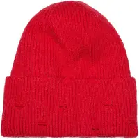StyleBREAKER Strickmütze "Strickmütze mit Rippenmuster und Rissen" 1 Stk.
